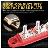 Bus Bar 250A 12V Power Distribution Block 4 x 5/16"(M8) Studs for Automotive Marine Car Audio, 12 Volt Battery Busbar Terminal Block with Waterproof Cover (Pack of 2, Positive & Negative)