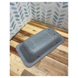 BLUE GINKGO Over the Sink Colander Strainer Basket - Wash Vegetables and Fruits, Drain Cooked Pasta and Dry Dishes - Extendable - New Home Kitchen Essentials (7.9W x 14-19L x 2.75H) - Gray