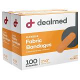 Dealmed Sterile Flexible Fabric Adhesive Bandages 1x3 Inch 100/Box - 2 Boxes - Breathable First Aid Strip Pack - Soft Stretch Wound Patch for Medical, Emergency Kits & Clinic