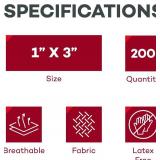 Dealmed Sterile Flexible Fabric Adhesive Bandages 1x3 Inch 100/Box - 2 Boxes - Breathable First Aid Strip Pack - Soft Stretch Wound Patch for Medical, Emergency Kits & Clinic