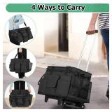 LoDrid Rolling Cleaning Bag with Detachable Trolley, Portable Cleaning Cart on Wheels for Supplies, Professional Caddy with Shoulder Strap for Housekeepers, Black (Patent Design)