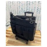LoDrid Rolling Cleaning Bag with Detachable Trolley, Portable Cleaning Cart on Wheels for Supplies, Professional Caddy with Shoulder Strap for Housekeepers, Black (Patent Design)