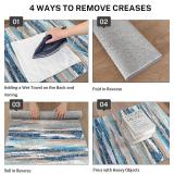 Modern Abstract 5x7 Machine Washable Area Rug Non-Slip Soft Bedroom Living Romm Rug Blue Ultra Thin Print Faux Wool Floor Carpet Throw Rugs for Nursery Playroom Dining Room Indoor Office