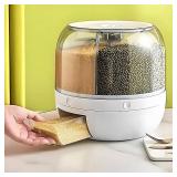 Rotating Grain Storage Bin 6 Grids Rice Container One-Click Output Large Capacity Food Dispenser For Rice Grains Sealed Moisture Proof Organizer (Small)