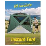 Retails for $212! Camping Tent,4 Person Tent for Camping,Setup in 60 Seconds, 4 Person Pop up Tents, Hub Tents, Water-Resistant, Windproof, UV Resistant, Instant Cabin with Removable Floor,Portable