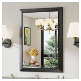 24x32 Inch Black Bathroom Mirror for Wall, Thick Metal Framed Rectangle Mirrors for Over Sink, Bedroom, Living Room, Entryway, Anti-Rust, HD Tempered Glass