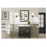 24x32 Inch Black Bathroom Mirror for Wall, Thick Metal Framed Rectangle Mirrors for Over Sink, Bedroom, Living Room, Entryway, Anti-Rust, HD Tempered Glass