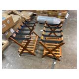 Retails for $126! SONGMICS Solid Wood Luggage Racks, Set of 2, No Assembly Required, Foldable Suitcase Stand, Luggage Holder, with Storage Shelf, for Guest Room, Hotel, Bedroom, Coffee Brown URLR021K0