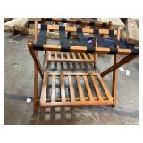 Retails for $126! SONGMICS Solid Wood Luggage Racks, Set of 2, No Assembly Required, Foldable Suitcase Stand, Luggage Holder, with Storage Shelf, for Guest Room, Hotel, Bedroom, Coffee Brown URLR021K0