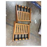 Retails for $126! SONGMICS Solid Wood Luggage Racks, Set of 2, No Assembly Required, Foldable Suitcase Stand, Luggage Holder, with Storage Shelf, for Guest Room, Hotel, Bedroom, Coffee Brown URLR021K0