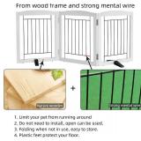 ZJSF Freestanding Dog Fence Indoor, Foldable Dog Gate for Doorways, Stairs or Hallways, Sturdy Wood Extra Wide Pet Gate with Support Feet for The House, White, 24 "Height-3 Panels
