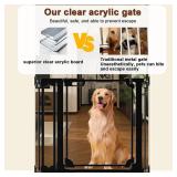 Retails for $140! Clear Acrylic Baby Gate 29.5-37.8" Wide Pressure Mount Clear Dog Gate Indoor - No Drill Auto Close, Walk Through Baby Gates for Stair & Doorways & Hallway