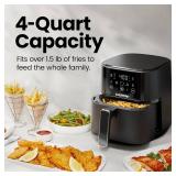 Chefman Air Fryer 4 QT Compact Airfryer for Quick & Easy Meals in Minutes, Features Hi-Fry Technology for Extra Crisp, Touchscreen Controls with 4 Presets, Nonstick & Dishwasher Safe Basket - Black