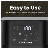 Chefman Air Fryer 4 QT Compact Airfryer for Quick & Easy Meals in Minutes, Features Hi-Fry Technology for Extra Crisp, Touchscreen Controls with 4 Presets, Nonstick & Dishwasher Safe Basket - Black