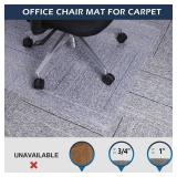 Chair Mat for Carpet, SALLOUS 46" x 60" Office Chair Mat for Carpeted Floors, Heavy Duty Vinyl Floor Mat with Grips, Floor Protector Computer Desk Mat for Home Office (Clear, Rectangular)