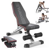 Yoleo Adjustable Weight Bench for Full Body Workout; Foldable Bench Press Bench of Home Gym Strength Training; Incline Decline Flat Utility Workout Bench with Quick Folding& Fast Adjustment (Black)