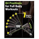 Yoleo Adjustable Weight Bench for Full Body Workout; Foldable Bench Press Bench of Home Gym Strength Training; Incline Decline Flat Utility Workout Bench with Quick Folding& Fast Adjustment (Black)