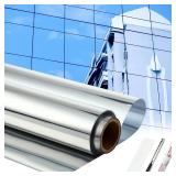 36 Inch X 26 Ft One Way Window Tint Privacy Reflective Daytime Mirror Film Sun Blocking Thermal Insulated Film Heat Control Static Cling Anti UV for Home Office (Silver)