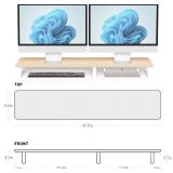 Large Dual Monitor Stand Riser - Monitor Stand for 2 Monitors, Wooden Computer Stand For Desk with Metal Legs, Desk Organizers and Storage With Drawer, Desk Shelf for Computer/Laptop/Printer/TV, Oak