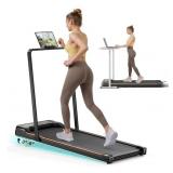 Retails for $130! Walking Pad - 2.5 HP Walking Pad with Handle Bar, 2 in 1 Foldable Walking Pad with Incline, Small Treadmill with LED Display & Remote Control for Home Office Under Desk, 265 LBS Capa