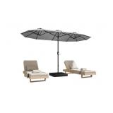 Retails for $111! 15ft Patio Umbrella with Base,Large Outdoor Double-Sided Rectangle Umbrella with Crank Handle, Market Umbrella for Poolside Garden Deck Backyard Beach Pools, Gray