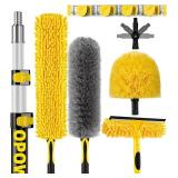 20 Foot High Ceiling Duster Kits with 5-12ft Heavy Duty Extension Pole, High Reach Duster for Cleaning,Microfiber Feather Duster,Cobweb Duster,Ceiling Fan Duster,Window Squeegee & Cleaner