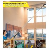 20 Foot High Ceiling Duster Kits with 5-12ft Heavy Duty Extension Pole, High Reach Duster for Cleaning,Microfiber Feather Duster,Cobweb Duster,Ceiling Fan Duster,Window Squeegee & Cleaner