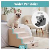 Dog Stairs for Small Dogs, 4 Tier Wider Pet Stairs for Couch and Beds, 17.7" H Non-Slip Dog Steps for Old Cats, Puppy, Small Medium Dogs, 17.7x23.6x17.7 inch, Beige
