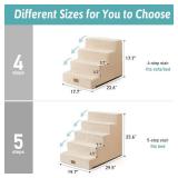 Dog Stairs for Small Dogs, 4 Tier Wider Pet Stairs for Couch and Beds, 17.7" H Non-Slip Dog Steps for Old Cats, Puppy, Small Medium Dogs, 17.7x23.6x17.7 inch, Beige