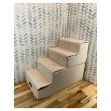 Dog Stairs for Small Dogs, 4 Tier Wider Pet Stairs for Couch and Beds, 17.7" H Non-Slip Dog Steps for Old Cats, Puppy, Small Medium Dogs, 17.7x23.6x17.7 inch, Beige