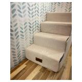 Dog Stairs for Small Dogs, 4 Tier Wider Pet Stairs for Couch and Beds, 17.7" H Non-Slip Dog Steps for Old Cats, Puppy, Small Medium Dogs, 17.7x23.6x17.7 inch, Beige