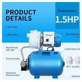 Retails for $150! FOTING 1.5HP Shallow Well Pump with Pressure Tank, 115V 1340GPH Automatic Irrigation Water Booster Jet Pump, Water Pumps Booster System 164FT for Home Garden Lawn Farm