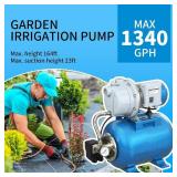 Retails for $150! FOTING 1.5HP Shallow Well Pump with Pressure Tank, 115V 1340GPH Automatic Irrigation Water Booster Jet Pump, Water Pumps Booster System 164FT for Home Garden Lawn Farm