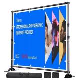 Retails for $120! Takerers 10x10 ft Adjustable Backdrop Banner Stand, Extra Thick Heavy Duty Aluminum Alloy Background Stand Kit with Carry Bag & Sand Bags, Photography Frame Stand for Trade Show Phot