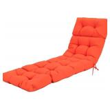 Tangkula Chaise Lounge Cushions Outdoor, 73 x 22 Inch Patio High Back Recliner Cushion with 4 String Ties, 4 Thick Padded Lounge Chair Cushion Replacement for Outdoor Indoor Furniture (1, Orange)
