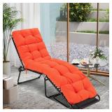 Tangkula Chaise Lounge Cushions Outdoor, 73 x 22 Inch Patio High Back Recliner Cushion with 4 String Ties, 4 Thick Padded Lounge Chair Cushion Replacement for Outdoor Indoor Furniture (1, Orange)