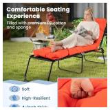 Tangkula Chaise Lounge Cushions Outdoor, 73 x 22 Inch Patio High Back Recliner Cushion with 4 String Ties, 4 Thick Padded Lounge Chair Cushion Replacement for Outdoor Indoor Furniture (1, Orange)