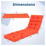Tangkula Chaise Lounge Cushions Outdoor, 73 x 22 Inch Patio High Back Recliner Cushion with 4 String Ties, 4 Thick Padded Lounge Chair Cushion Replacement for Outdoor Indoor Furniture (1, Orange)
