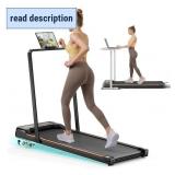 Retails for $130! Walking Pad - 2.5 HP Walking Pad with Handle Bar, 2 in 1 Foldable Walking Pad with Incline, Small Treadmill with LED Display & Remote Control for Home Office Under Desk, 265 LBS Capa