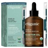 Cliganic Organic Castor Oil  100% Pure (4oz with Eyelash Kit) - For Eyelashes  Eyebrows  Hair & Skin - BB 7/2028