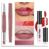 Caunmy Peel Off Lip Liner Stain Set, Long Lasting Liquid Lipstick, Matte Lip Gloss Non-Stick Transfer-proof Waterproof Lip Pen