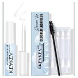 KevKev Lash Glue Clear Glue for Lash Clusters Waterproof Cluster Lash Glue Silicone Brush Lash Bond Strip Lash Glue with Lash Brush Cleaning Swabs Quick Dry Super Strong Hold (Clear,7ml)