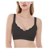 Scalloped Lift Bras for Women No Underwire Wireless Push Up Comfortable Bralette Supportive Seamless T-Shirt Bra - Unknown Size