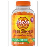 Metamucil Fiber Gummies for Adults, No Sugar Added Orange Flavor, 5g Prebiotic Plant Based Fiber Supplement Blend, 120 Count BB AUG 2027