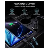 USB C Car Charger, 2-Pack 54W Dual Port USB-C Car Accessories Power Adapter PD/QC Fast Charging Cigarette Lighter for iPhone 16/15/14/13/12/11 Pro Max, iPad, Samsung Galaxy S25/S24/S23, Pixel, Android
