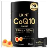 CoQ10 Gummies, Co Q 10 Supplement Sugar Free, Cq10 600mg with Omega 3 & Vitamin E, High Absorption Coenzyme Q10 Gummies for Heart Healthy, Energy & Antioxidant Support, Orange Flavor, 90 Count