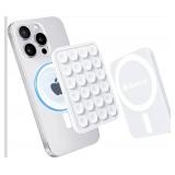Anteel Magnetic Suction Phone Mount for MagSafe Case, Silicone Grip Secure Mirror Shower Phone Holder for iPhone 12/13/14/15/16, Hands-Free Selfie/Video for TikTok Creator/Influencer (White)