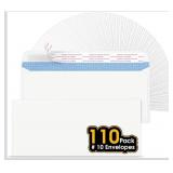 #10 Self Seal Security Envelopes, 110 Count, 4-1/8" x 9-1/2" 24 lb Paper NO Window White Strip and Seal for Privacy & Business"