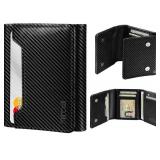Wallet for Men, Works with Apple Find My, Wallet Tracker, Trifold Leather Card Wallet, Minimalist Front Pocket Wallet for Men, RFID Blocking, Multi Card Slots, Credit Card Holder, Carbon Black
