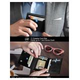 Wallet for Men, Works with Apple Find My, Wallet Tracker, Trifold Leather Card Wallet, Minimalist Front Pocket Wallet for Men, RFID Blocking, Multi Card Slots, Credit Card Holder, Carbon Black